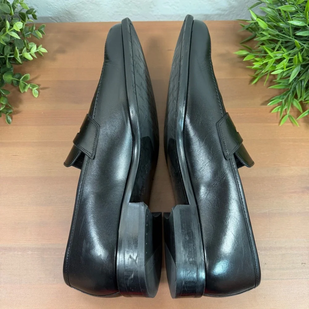 Finsbury Mens Luton Black Leather Penny Loafer Shoes Size 10 US 11